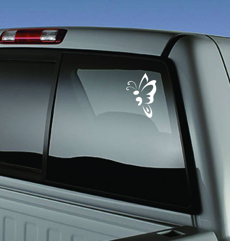 Semicolon Butterfly Vinyl Car Decal: Express Your Journey (7x5 In) - Etsy
