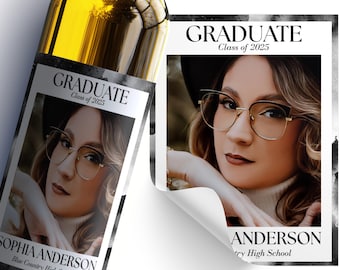Etiquetas de Garrafas de Vinho Personalizadas com Foto | Adesivos de Vinho Personalizados para Noivados, Casamentos, Aniversários ou Formaturas