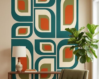 Sunset Grooves Mid Mod Wall Decal 48x61 Mid Century Peel Stick Vinyl