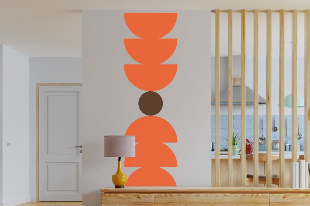 Half Circle Wall Decal Circle Wall Sticker Mid Century Etsy
