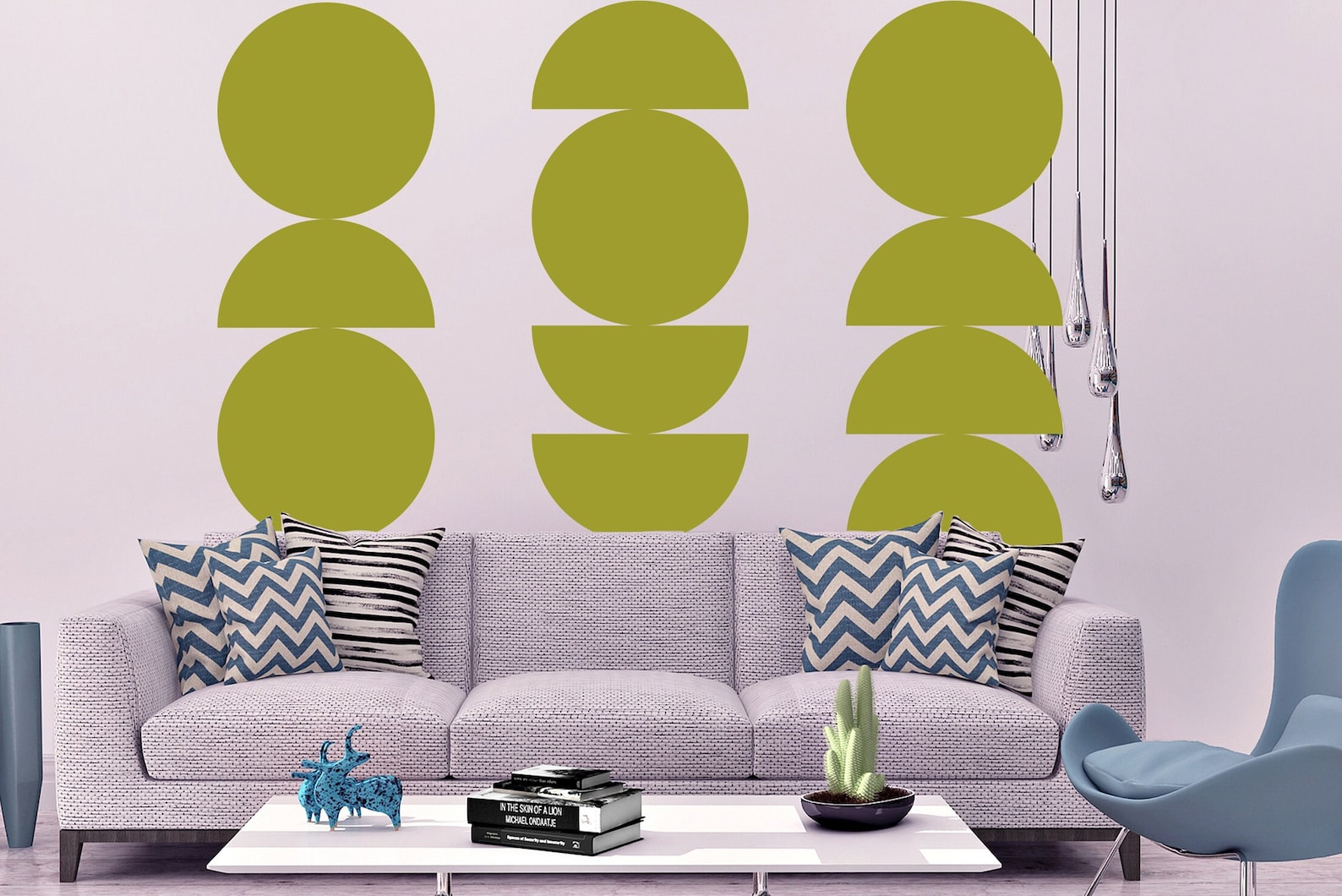 Circle Wall Decal Color Circle Wall Sticker Mid Century Etsy