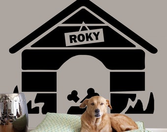 Personalized Dog House, Wall Decal Custom Vinyl Art Stickers, Dog House Wall Decal, Personalized Dog Name Custom Doghouse, Pet Decor