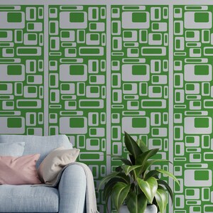 Mid Century Modern Wall Decal: Retro Geometric Shapes Art