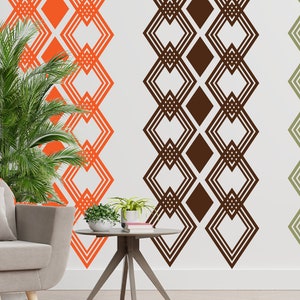 Mid Century Modern Rhombus Wall Sticker | 80&quot;H x 22&quot;W | MCM Wall Decal
