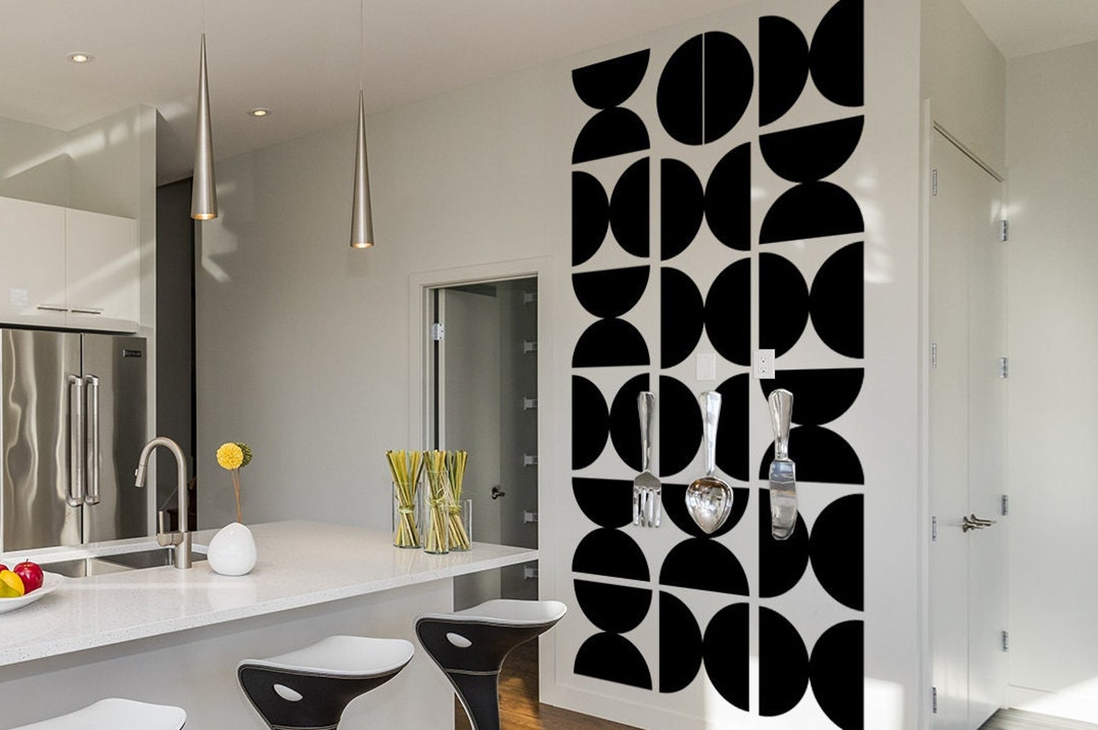 Half Circles Wall Decal Wall Art Geometric Art Color Circle Etsy