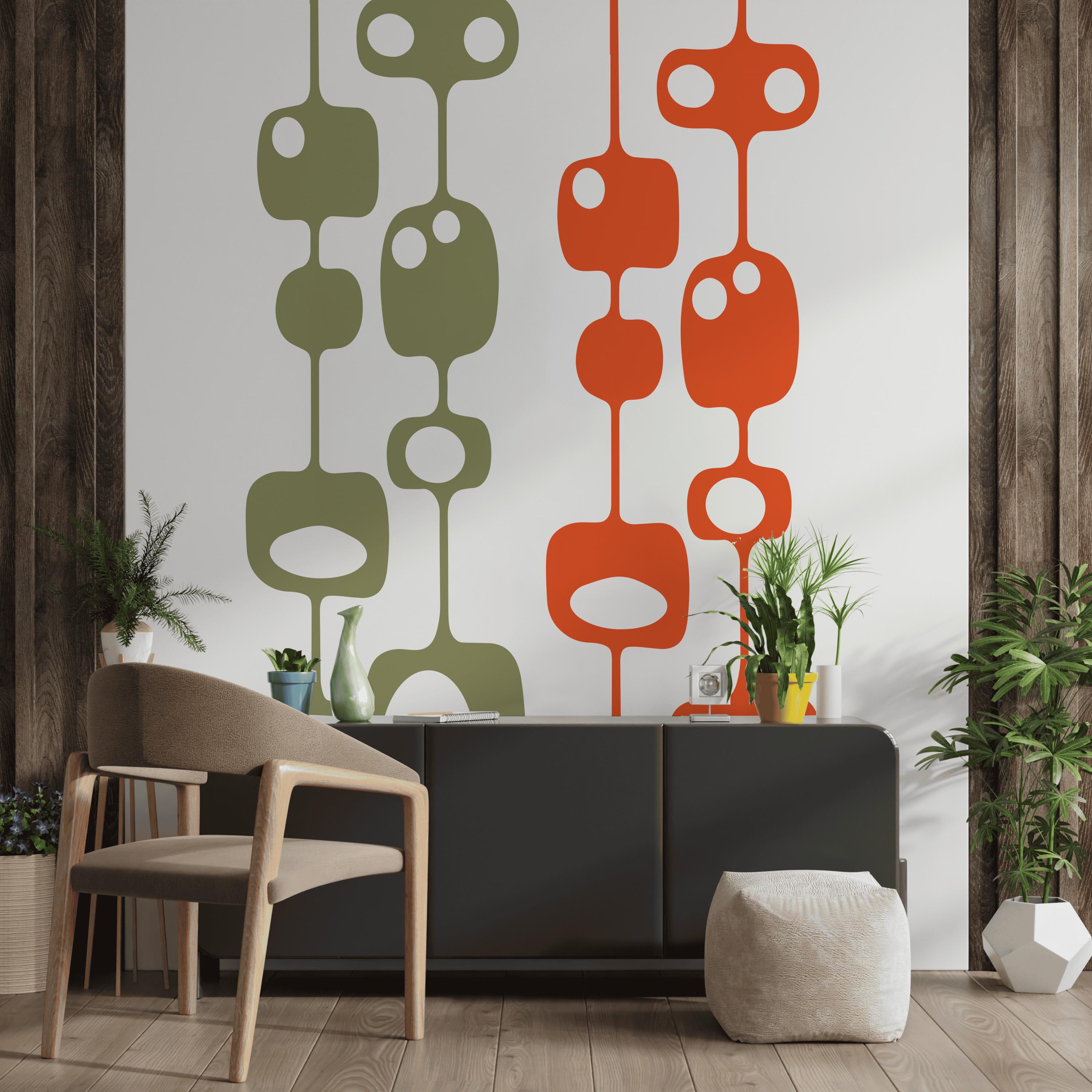 Mid-century Modern Cosmic Chain Wall Decal: Retro Space Age Vinyl