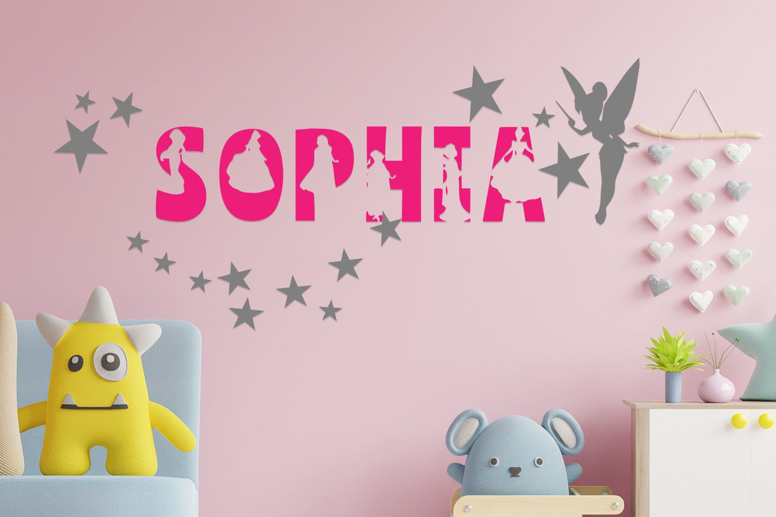 Personalized Wall Decal Girl Name Wall Decal Princess Custom Etsy