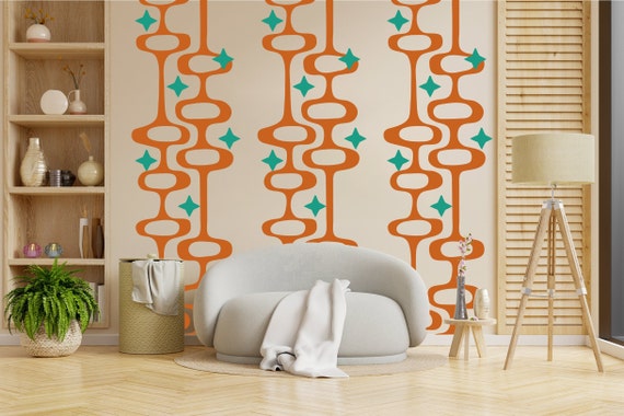Mid-Century Modern Atomic Age Wall Decal | Retro Home Decor, 80” H x 22” W”