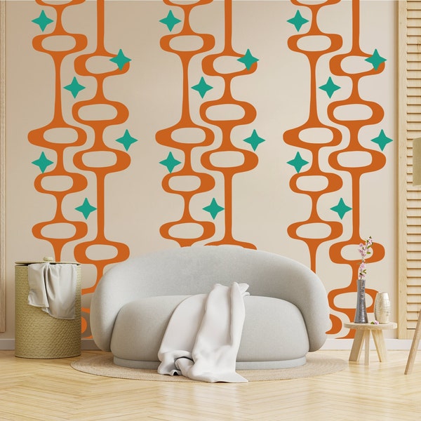 Mid-Century Modern Atomic Age Wall Decal | Retro Home Decor, 80” H x 22” W”