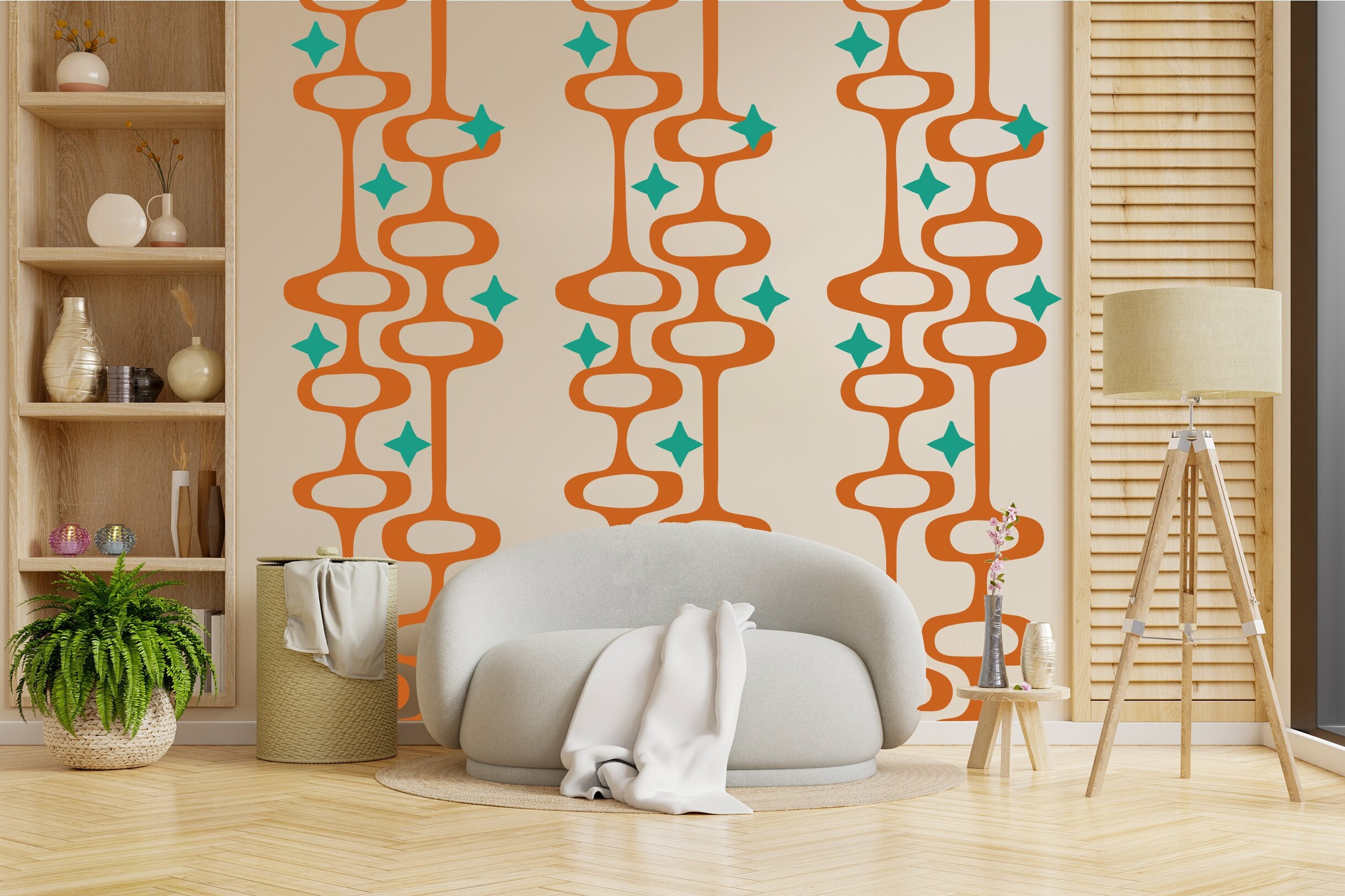 Mid-century Modern Atomic Age Wall Decal | Retro Home Decor, 80