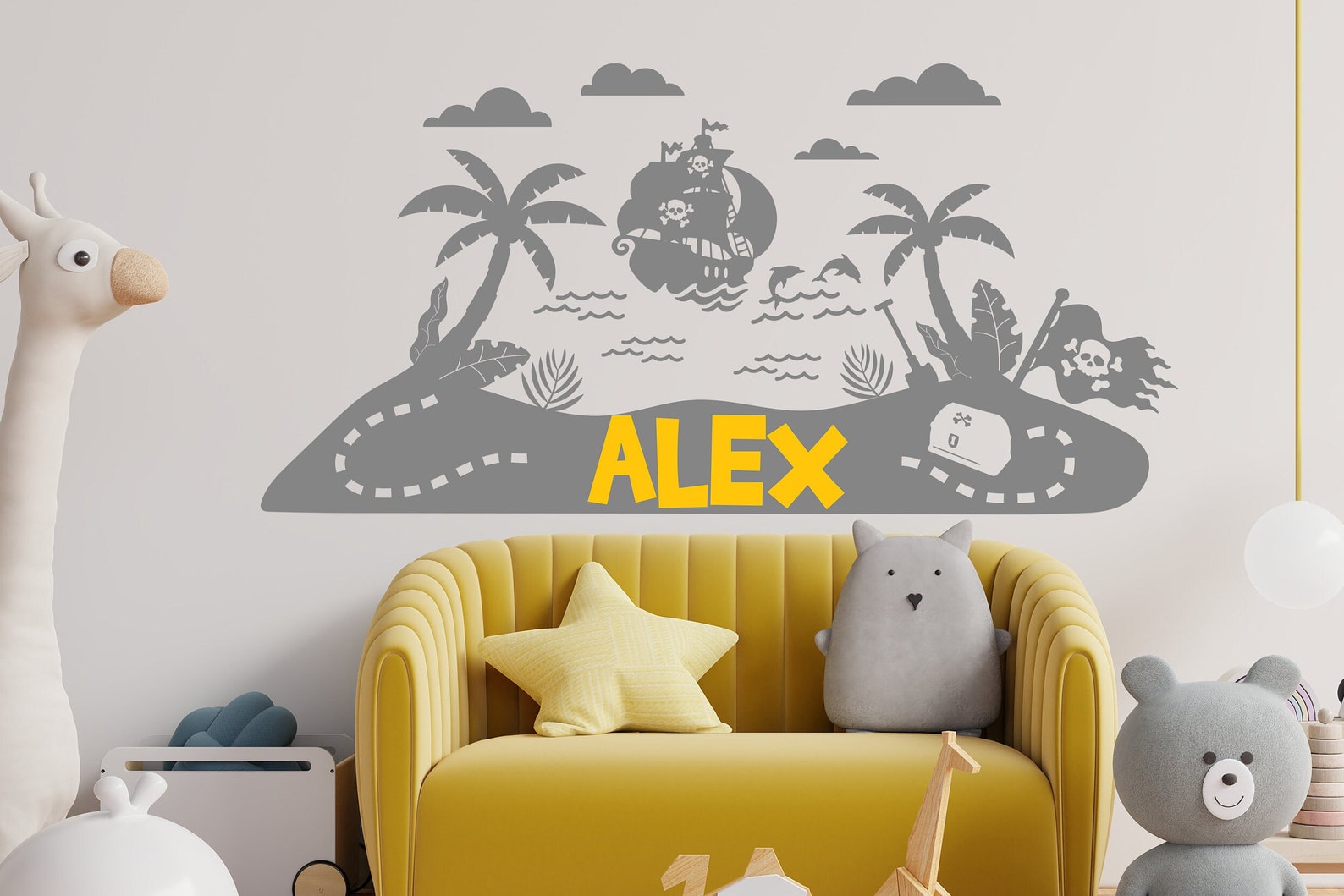 Custom Name Pirate Ship Treasure Island Wall Decal Pirate Etsy