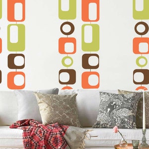 Customizable Mid Century Modern Wall Decals: Retro 70s Geometric Decor