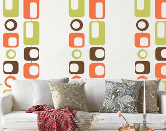 Customizable Mid Century Modern Wall Decals: Retro 70s Geometric Decor