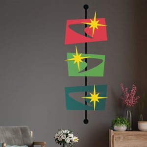 Mid Century Modern Wall Decal: Retro 70s Boomerang Shapes