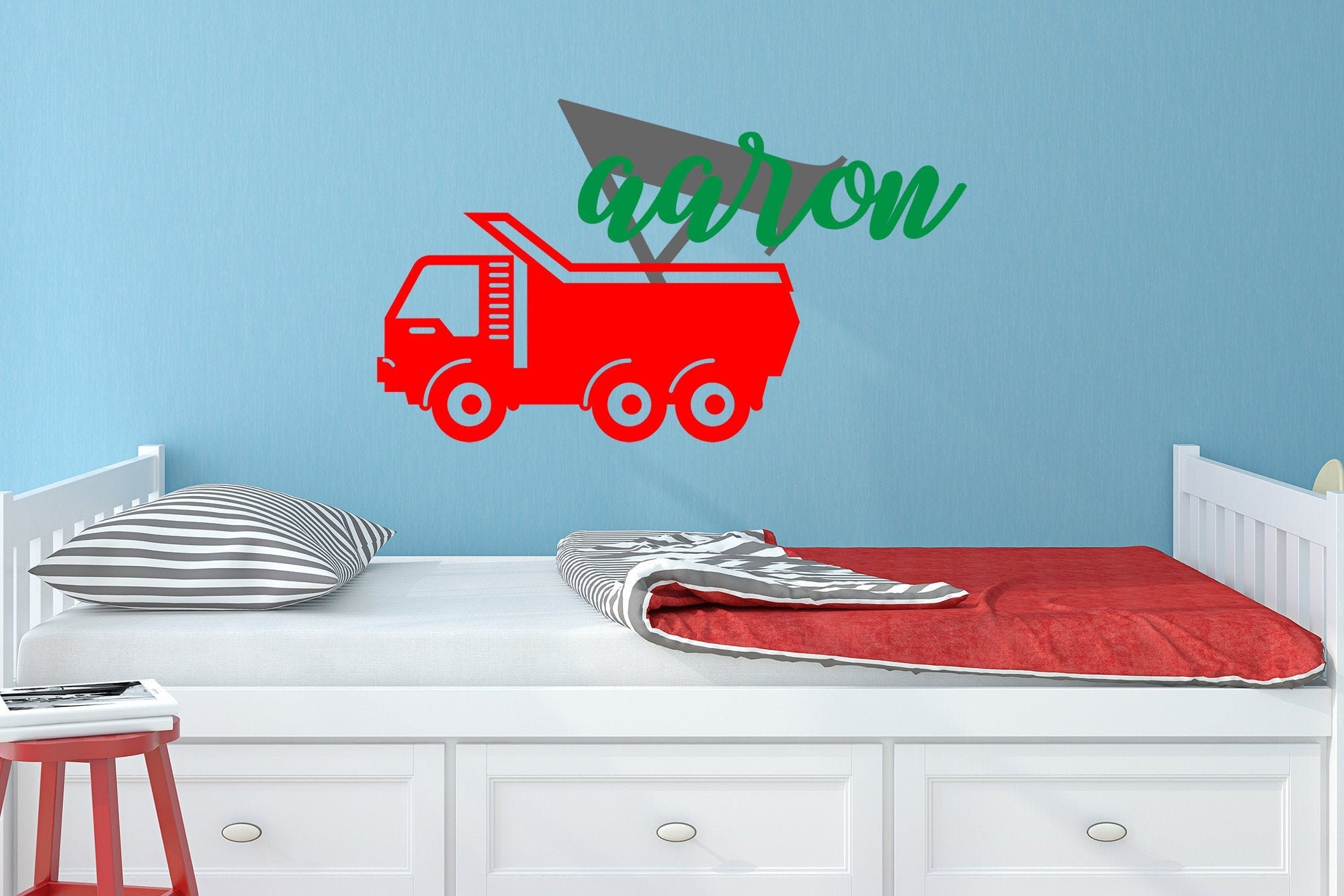 Personalize Name Construction Truck Wall Decal for Boys Etsy