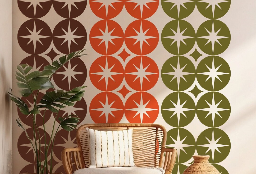 Mid Century Modern Starburst Wall Decals: Peel and Stick Vinyl Decor ...