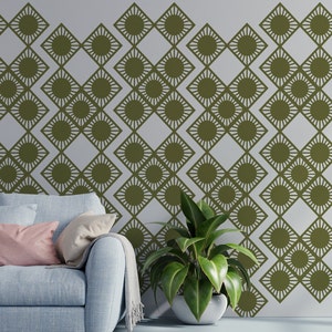 Rhombus Sun Wall Decal: Retro 70s Modern Art