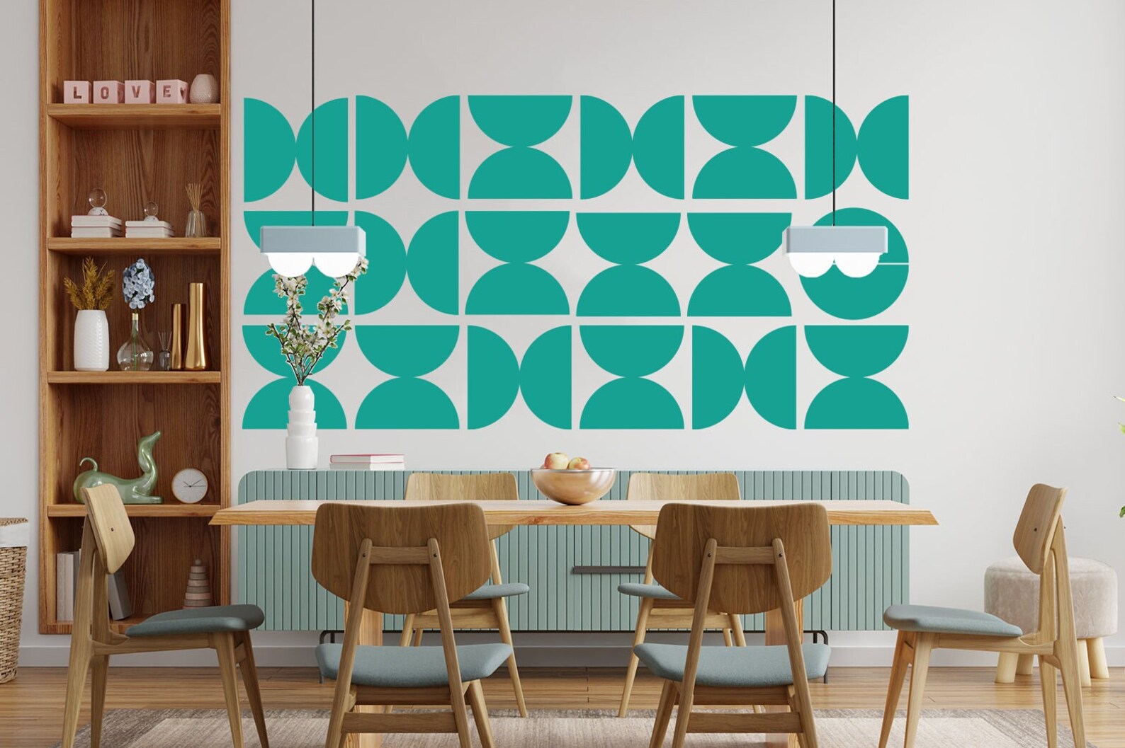 Half Circles Wall Decal Wall Art Geometric Art Color Circle Etsy