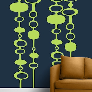 Mid Century Modern Circles Wall Decal: Retro 1950s Peel and Stick
