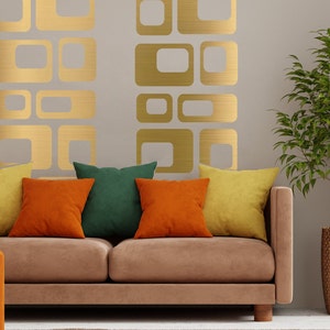 Mid Century Modern Wall Decal: Retro Abstract Shapes, 70s Decor