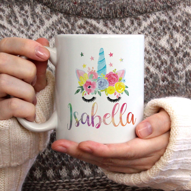 Watercolour Unicorn Personalized Name Mug unicorn mug gift image 0