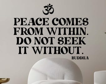 Vinilo decorativo con frase de Buda: Paz interior, estudio de yoga