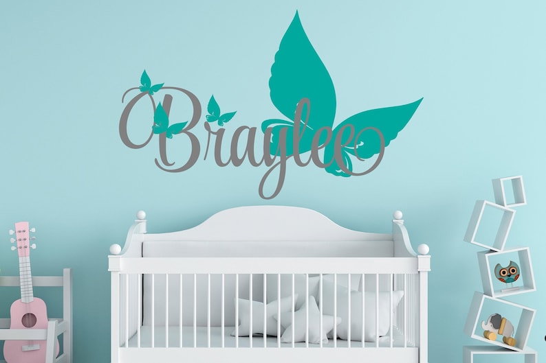 Personalized Butterfly Name Wall Decal - Custom Nursery Decor - Etsy