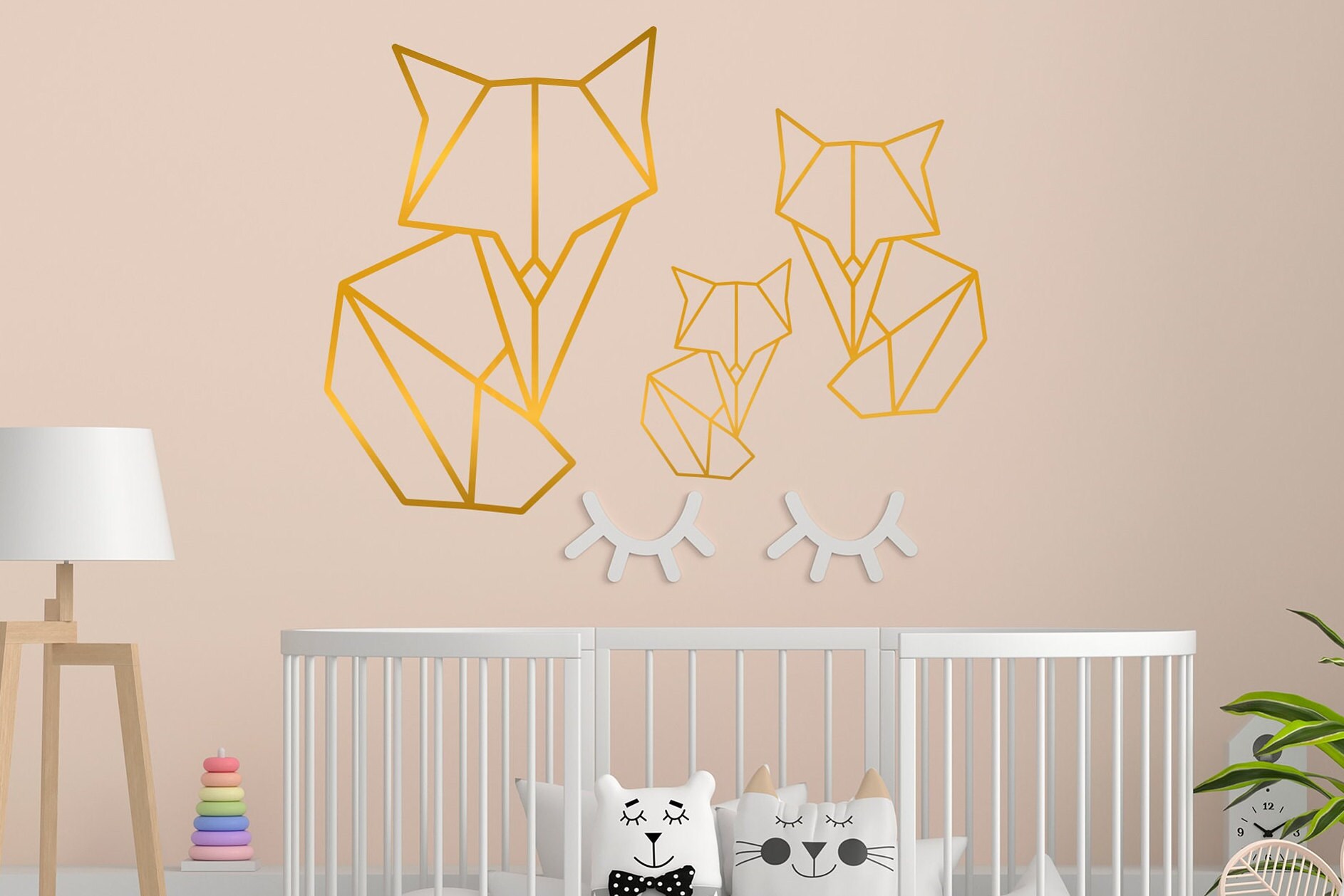 Polygonal Geometric Fox, Triangulate Fox Geometric Style, Wall Decor, Origami, Wall Decal, Wall Decal Baby, Wall Nursery, Room Wall Decor