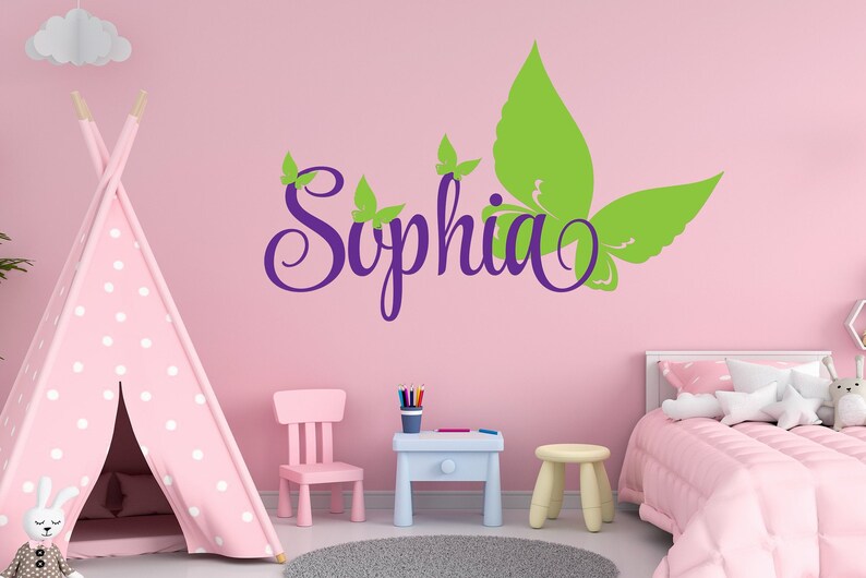 Personalized Name Butterfly Wall Decal Name Wall Decal - Etsy
