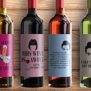 Schitt&#39;s Creek Wine Labels: Funny Party Stickers, Set of 4