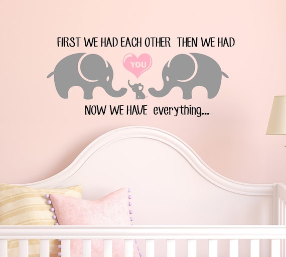 Elephant Family Wall Decal, Baby Nursery Decor (48"W x 20"H)