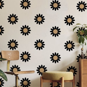 Mid-Century Modern Daisy Flowers Wall Decal | Retro 60s 70s Decor | Set 30 Daisy