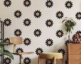 Mid-Century Modern Daisy Flowers Wall Decal | Retro 60s 70s Decor | Set 30 Daisy