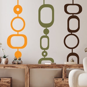 Mid Century Modern Wall Decal: Retro Geometric Shapes, 70s Decor