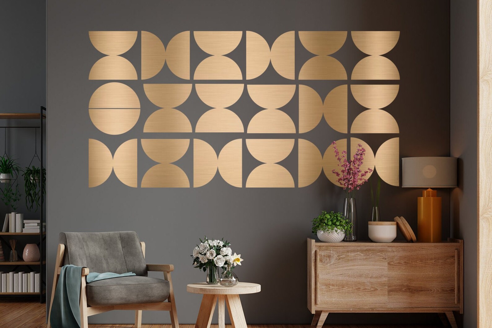 Half Circles Wall Decal Wall Art Geometric Art Color Circle Etsy