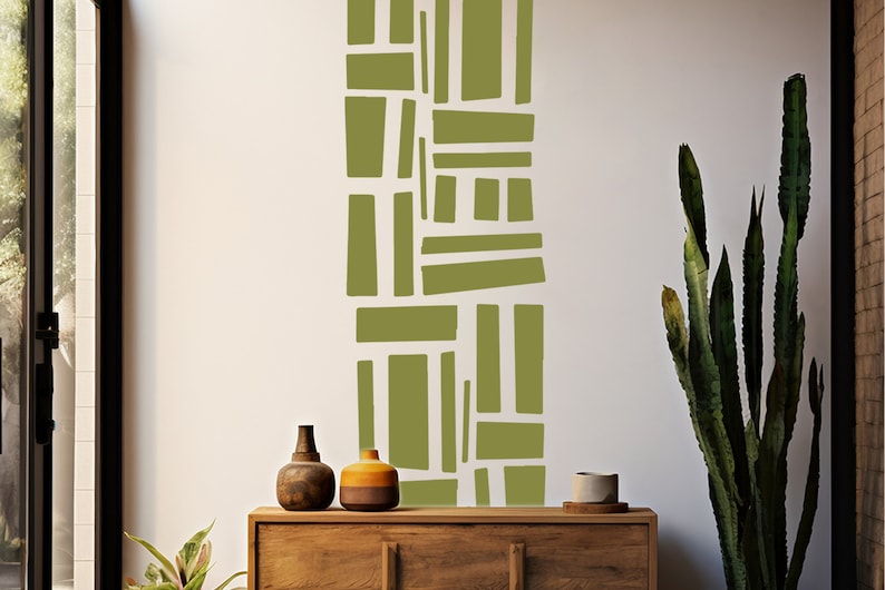 Mid-century Modern Rectangles Wall Decal | 80” X 22", Custom Colors ...