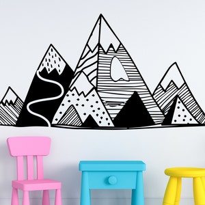 Geometric Mountains Wall Decal: Nursery Decor, Kids Room Sticker