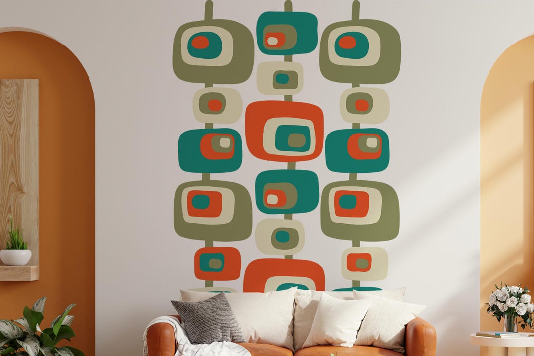 Modern Art Abstract Geometric Wall Sticker | Retro Peel-and-stick Decor ...