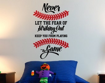 Vinilo decorativo con frase de béisbol: decoración deportiva para guardería