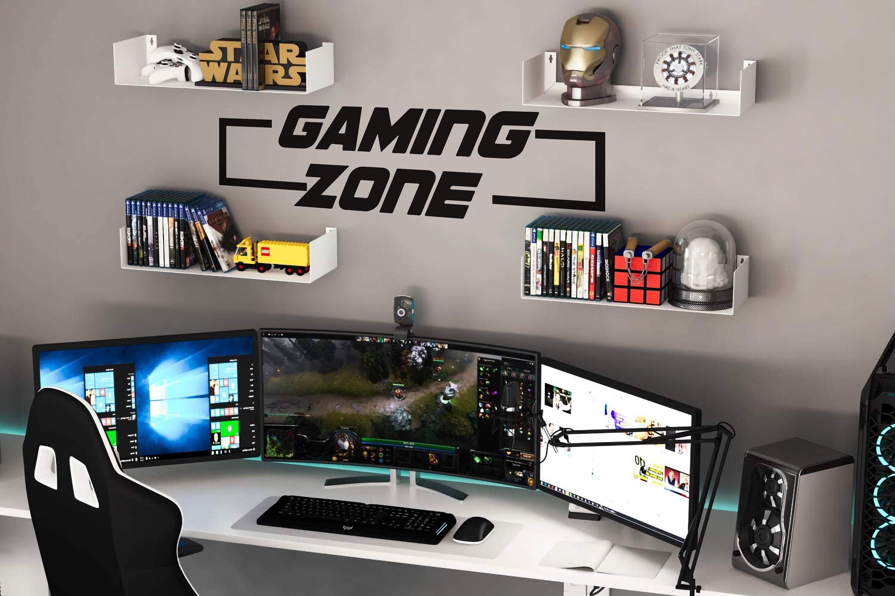 Gaming Zone LED - Targa da parete - Targa in metallo - Targa in metallo - Gioco - Decorazione per gamer