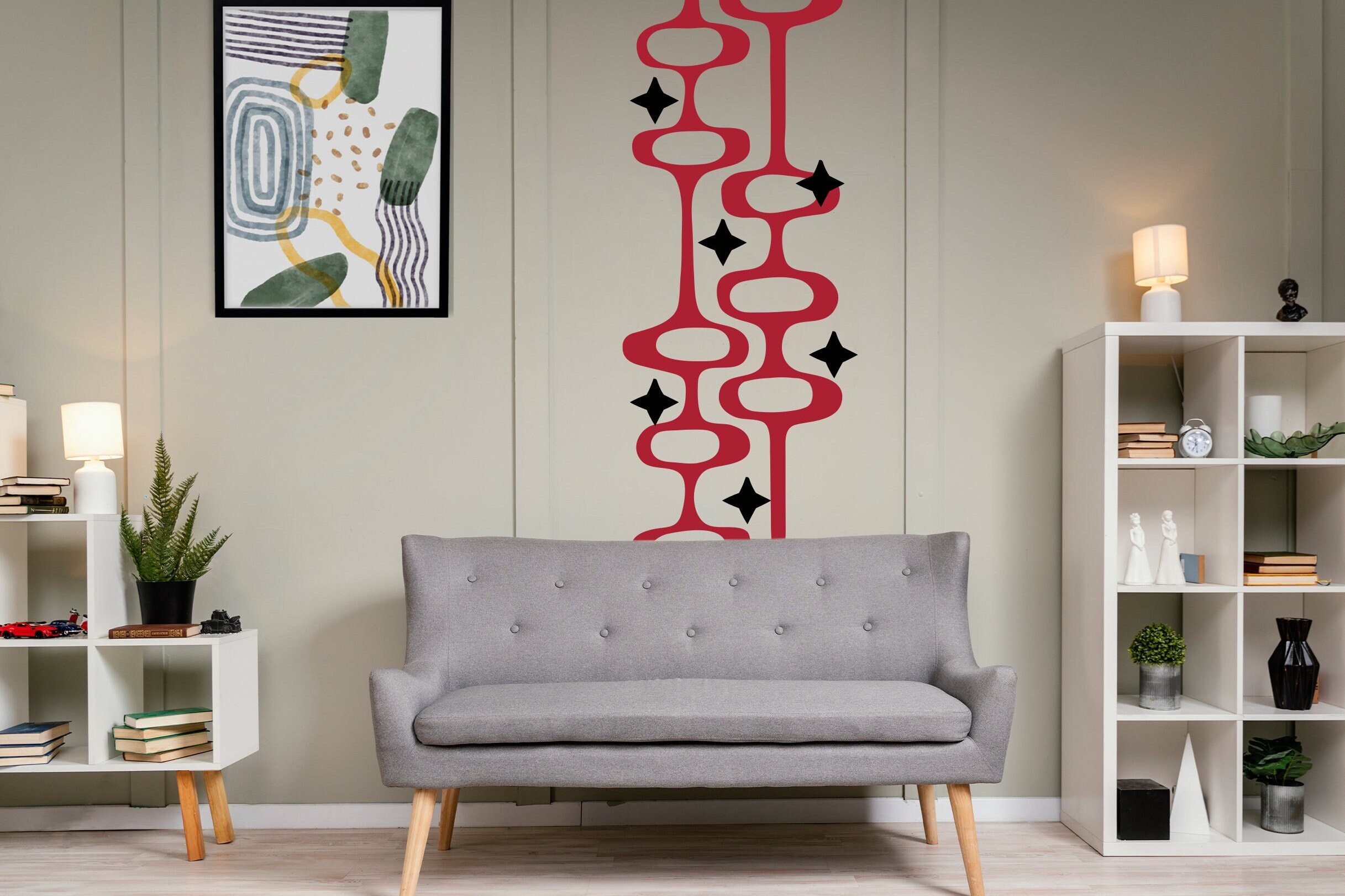 Autocollant mural moderne du milieu du siècle | décoration
