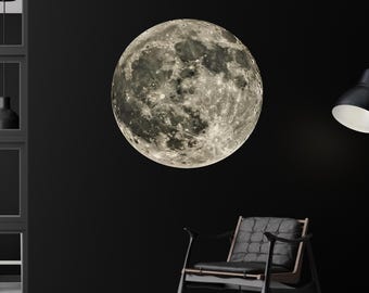 Full Moon Wall Decal | Space-Themed Vinyl Sticker | Printed on a removable self-adhesive, peel-and-stick vinyl