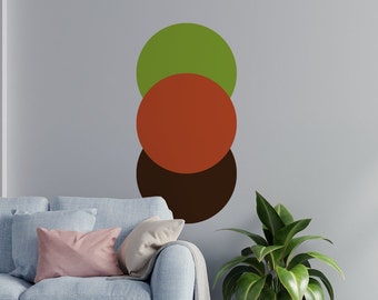 Mid Century Modern Circle Art, Minimalist Shapes Wall Decal, Retro 70s Decor, Wall Panels, Mid Century Home, Modern Decor, Retro Wall Decal