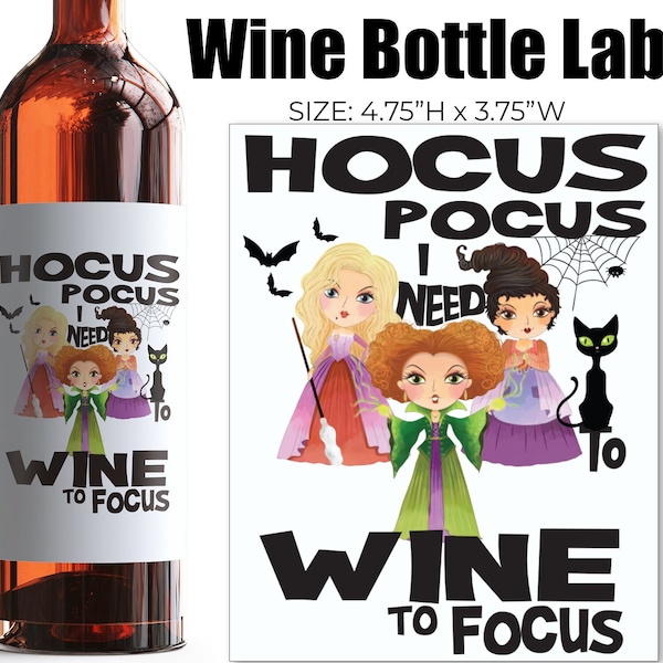 Halloween Wine Labels, Party Labels, Wine labels, Trick or Treat, Halloween Décor, Halloween Gifts