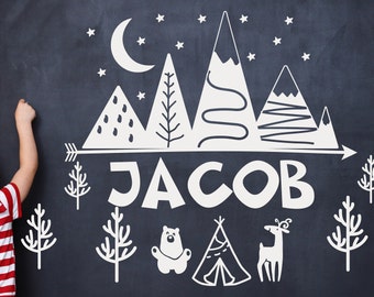Custom Name Mountain Wall Decal: Nursery Decor, Boy's Room