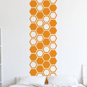 Hexagon Mid Century Modern Wall Decal: Retro 70s Decor (22&quot;x 70&quot;)