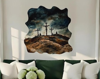 Vinilo decorativo de pared con diseño de bosque de montaña en acuarela, mural removible autoadhesivo.