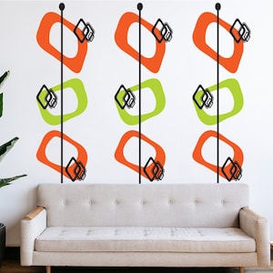 Modern Shapes Wall Decal, Mid Century, Wall Decal,  Mid Century, Retro 70s Decor, Wall Panels, Mid Century, Modern Decor, Retro Wall Decal