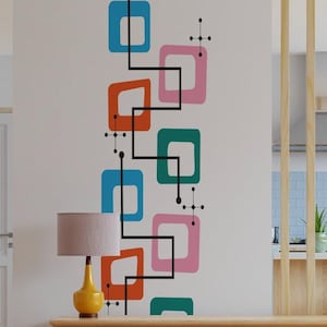 Geometric Shapes Wall Decal: Mid Century Modern Retro Decor