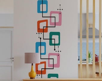 Geometric Shapes Wall Decal: Mid Century Modern Retro Decor